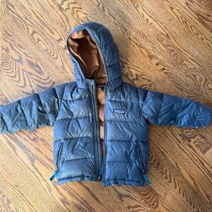 Patagonia Navy Puffer Jacket with Brown Lining